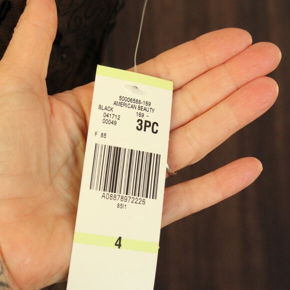 Jones New York Womens Top, New with Tags Black over Beige, Size 4, Sequins - Picture 9 of 11